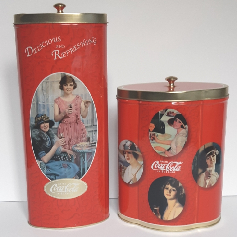 2 Coca-Cola oval tins